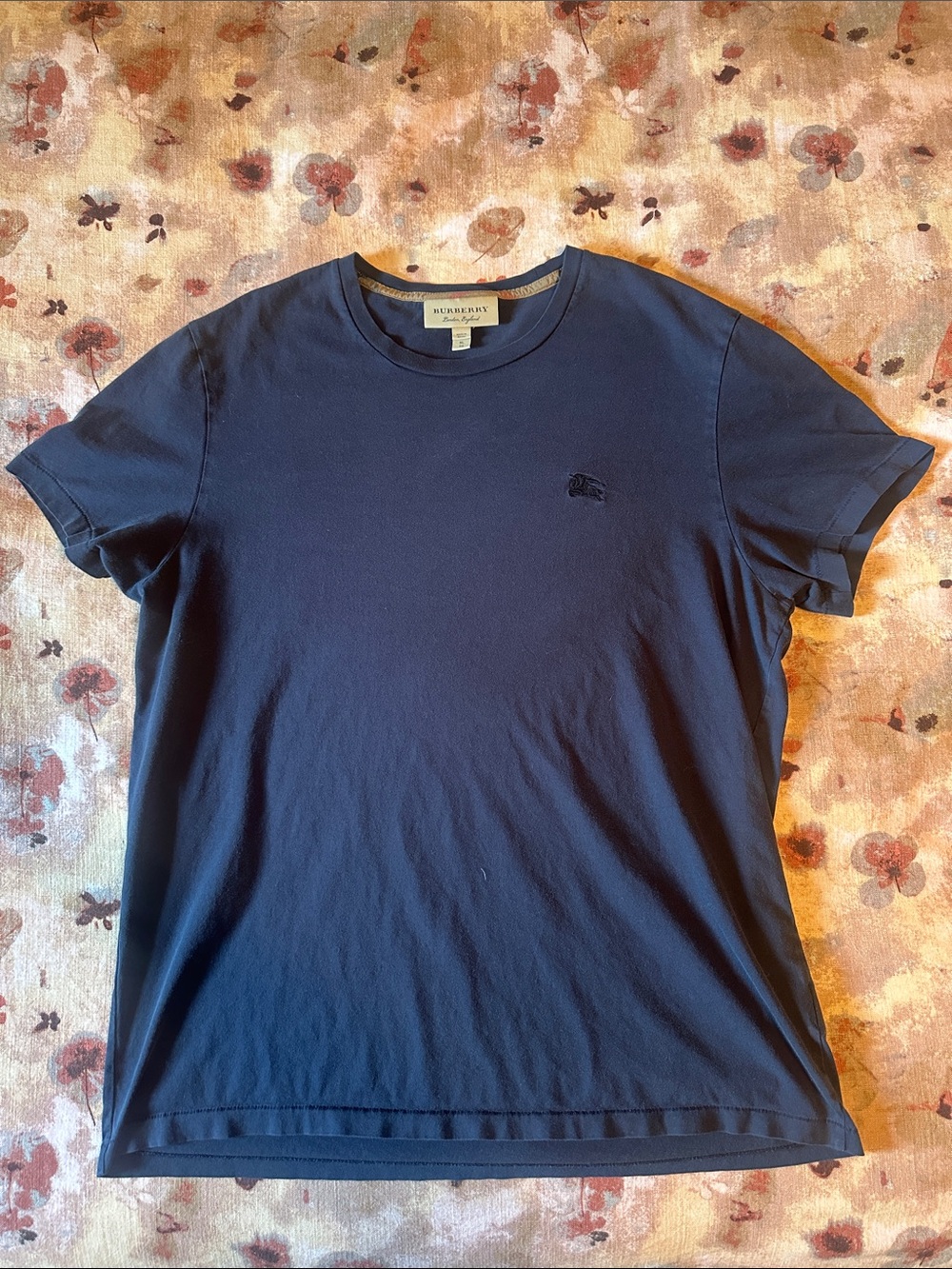 Burberry Boys Teen XL/Mens Small Dark Navy Short-Sleeve Logo Tee EUC